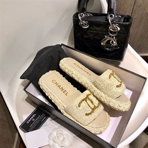 chanel beige slippers|chanel slippers for women.